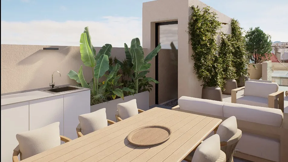 Azotea privada con piscina privada de Residencial Cálida con zona de comedor, cocina exterior y área de descanso