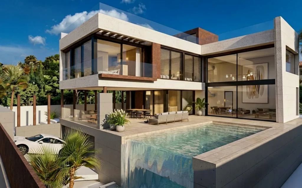 Villa de lujo en La Zenia con piscina privada, grandes ventanales y arquitectura contemporánea